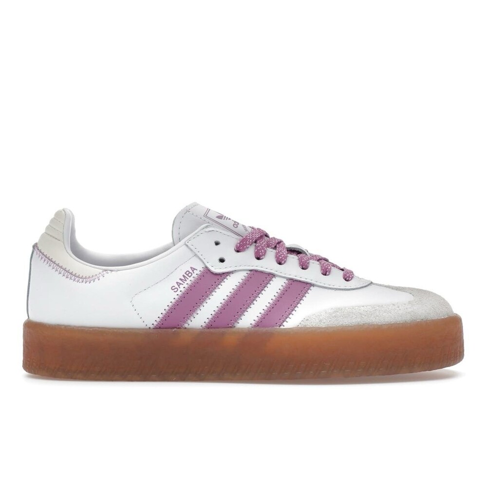 Adidas Sambae Sneakers In White with Preloved Purple Stripes US Women's Size 11